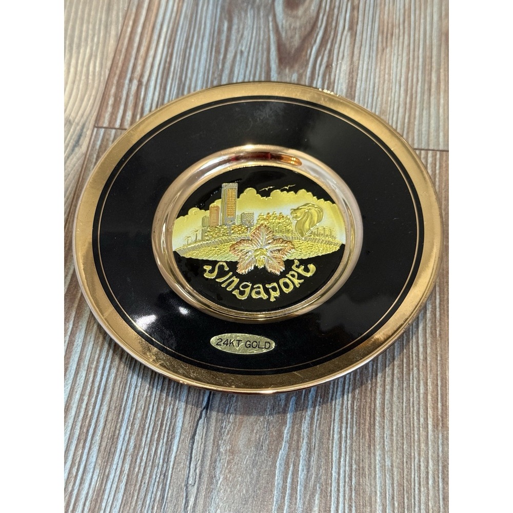 Singapore 24k gold Edged Souvenir Plate -The Art of Chokin